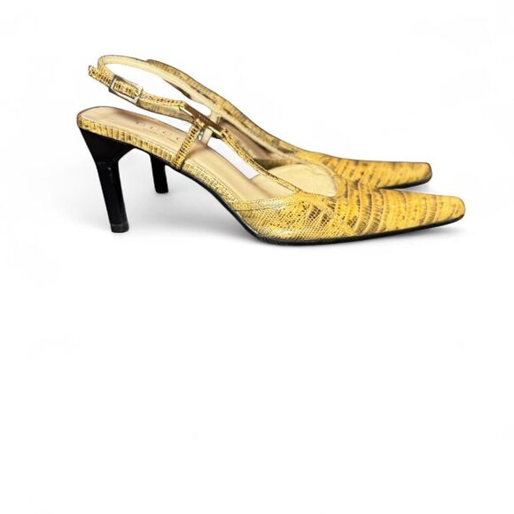 Gucci Women's Embossed Leather Animal Print Slingback Pumps Sz 7.5B - Picture 4 of 8